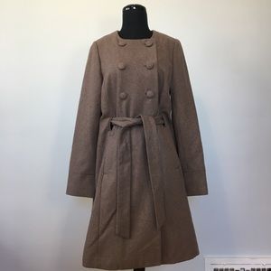 VTG Y2K Brown Wool Blend Double Breasted Trench Coat